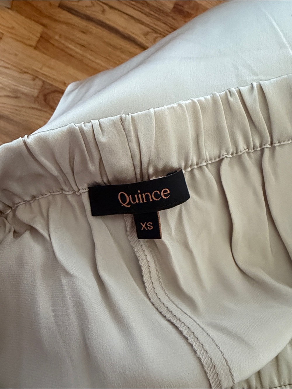 Quince Light Gray Satin Wide-Leg Drawstring Pants - Picture 2 of 3